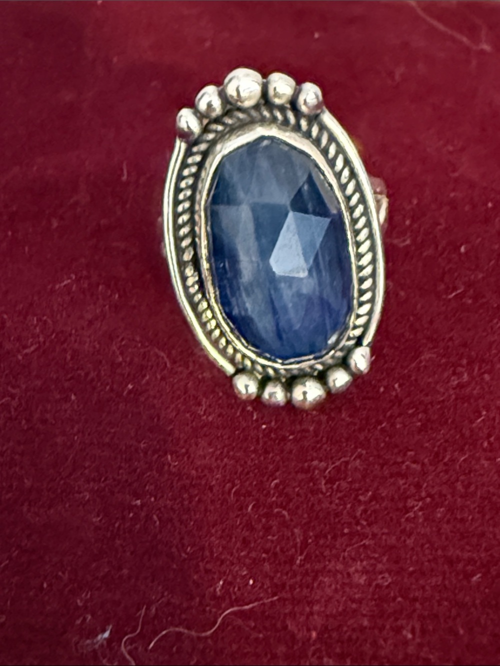 Sterling Silver Blue Faceted Oval Kyanite ring 6